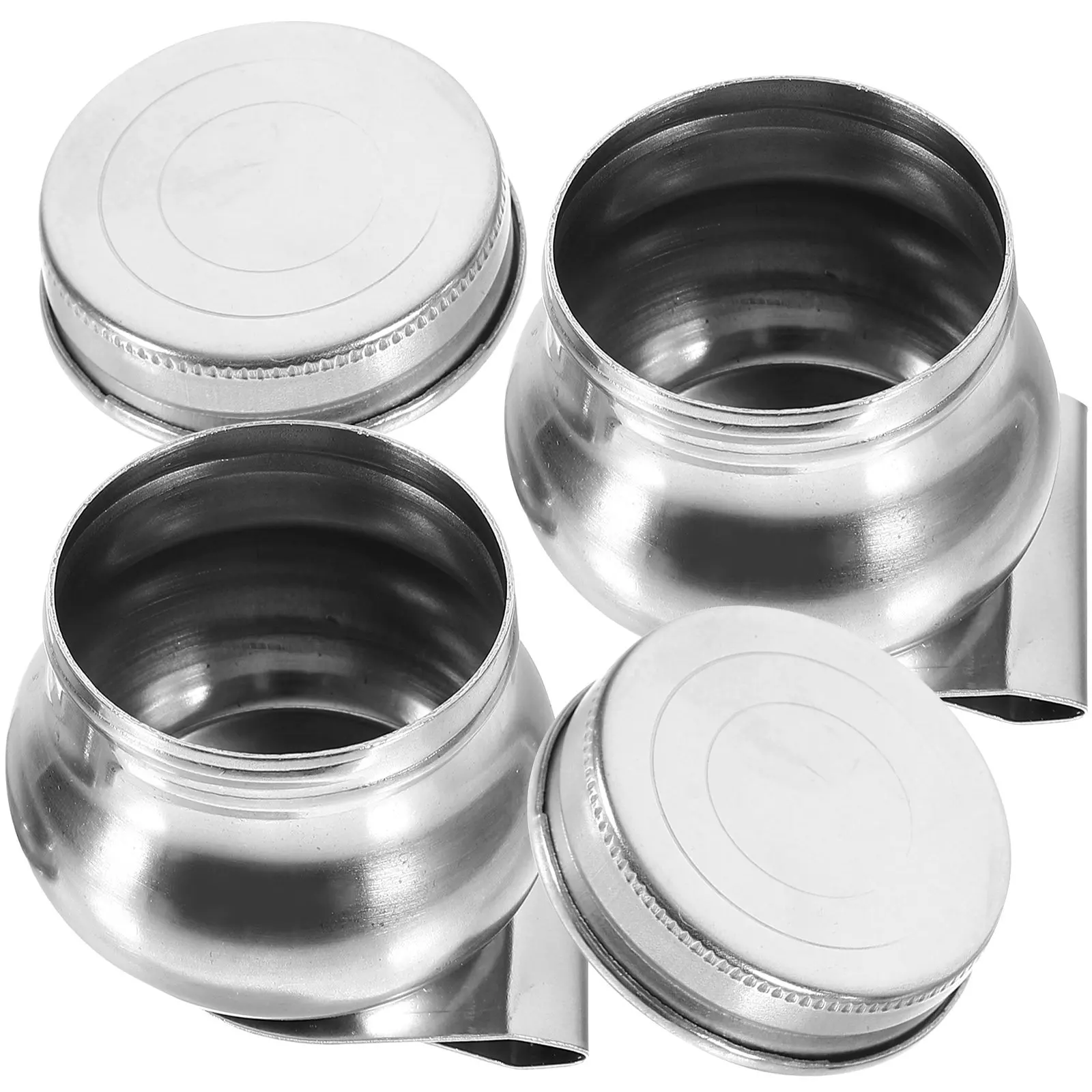 

2Pcs Stainless Steel Palette Cup Compact Dipper Oil Painting Coloring Cup Strong Functional Brush Cleaning Pot Portable Art
