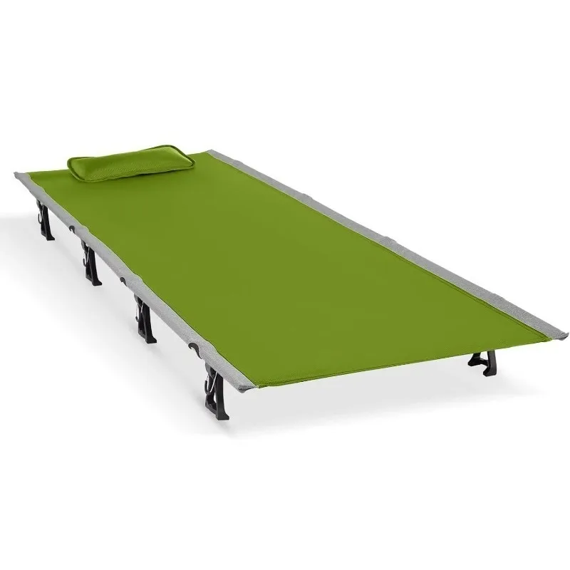 Compact Aluminum Camping Cot Foldable Sleeping Bed Including Pillow Portable Rest Solution For Outdoor Camping And Hiking Travel