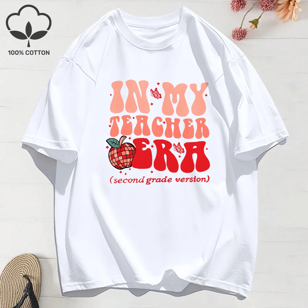 

Women T-Shirt Cotton Summer In My Teacher Era Creative Printed Short Sleeve Tees O-Neck Comfortable Loose Tops Casual Clothes