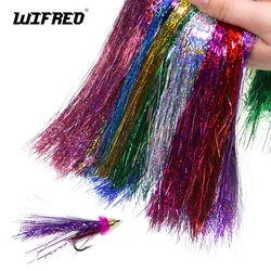 Wifreo 2Packs Flashabou holographic Flat tinsel flash Fly Fishing Tying String Jig Hook Lure Making Material Golden Silver Red