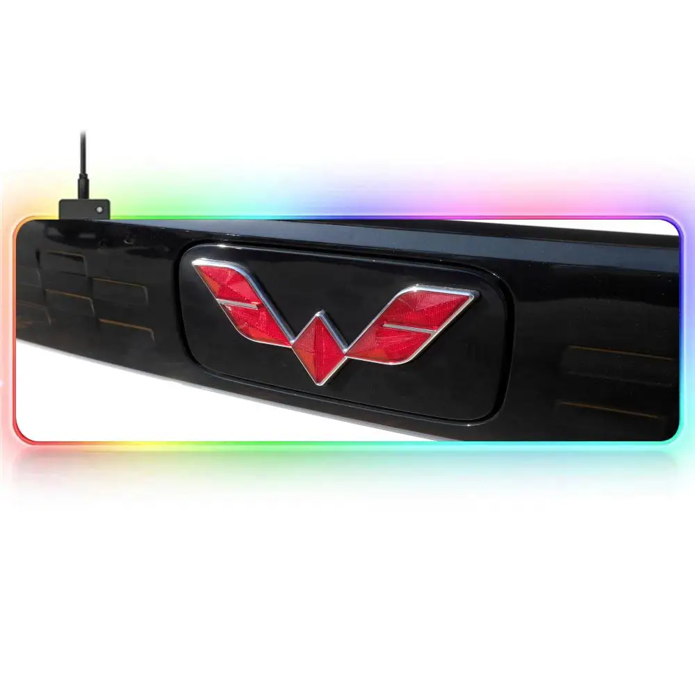 W-Wuling Logo Motors Mouse Pad, RGB Grande Gaming Mouse Pad, Base de borracha antiderrapante, Extra grande, Luminous LED Mouse Pad