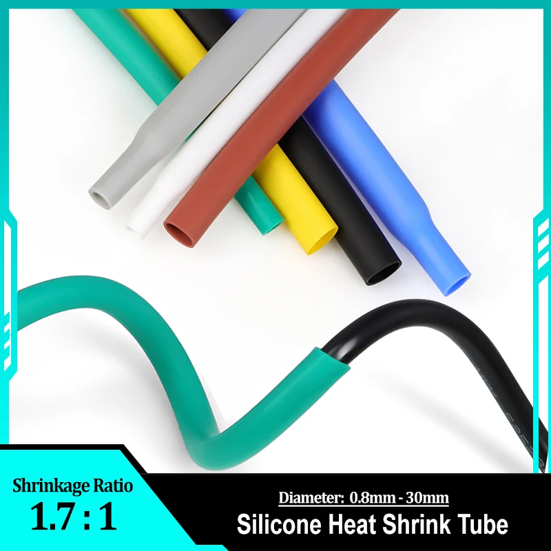 

1.7:1 Silicone Heat Shrink Tube Diameter 0.8mm ~ 30mm Insulated Elastic Heat-resistant DIY Wire Repair Protector Cable Sleeve