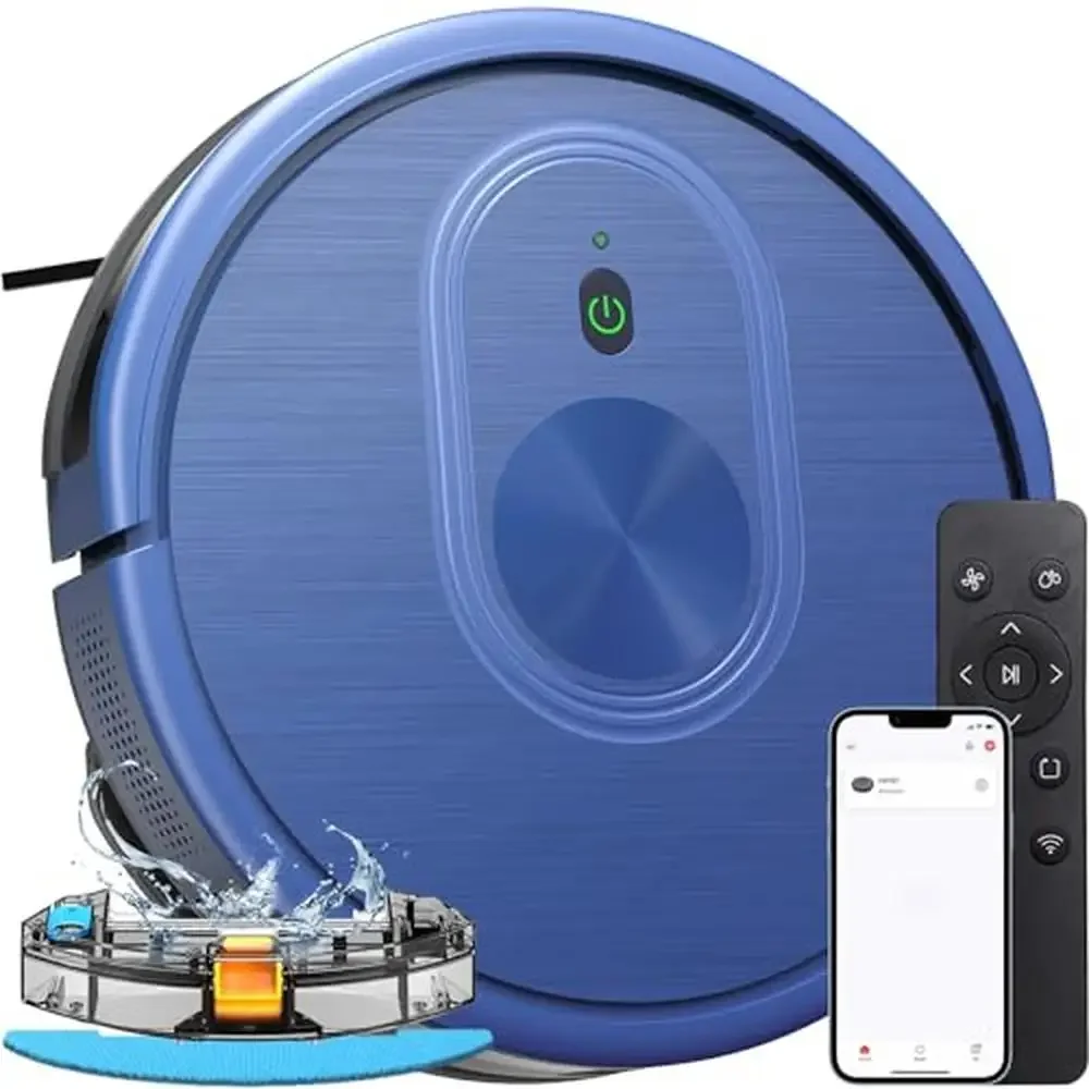 

3-in-1 Robotic Vacuum and Mop Combo Schedule App/Bluetooth/Alexa 1600Pa Max Suction Self-Charging Wet/Dry Cleaning