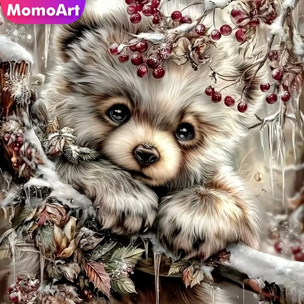 Momoart Vollquadratische und runde Diamantmalerei Hund Tier DIY Diamantmosaik Cartoon Acryl Bastelbedarf Stickerei Heimdekoration