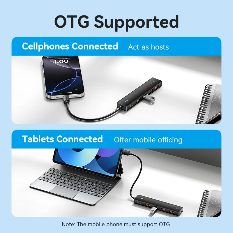Vention 2025 USB 3.2 Gen2 HUB 10Gbps PD100W شحن USB A نوع C 5 منافذ الفاصل محول متعدد المنافذ لأجهزة الكمبيوتر المحمول Macbook Pro Air