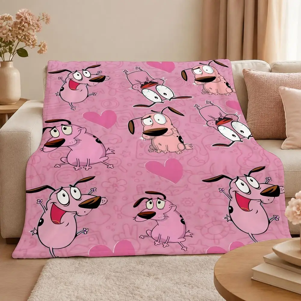 Cartoon C-Courage Cowardly Dog Spooky Comedy Throw 320g Soft Flannel Fleece Throw Blanket Cover Sofa Bed Dorm Nap Gift