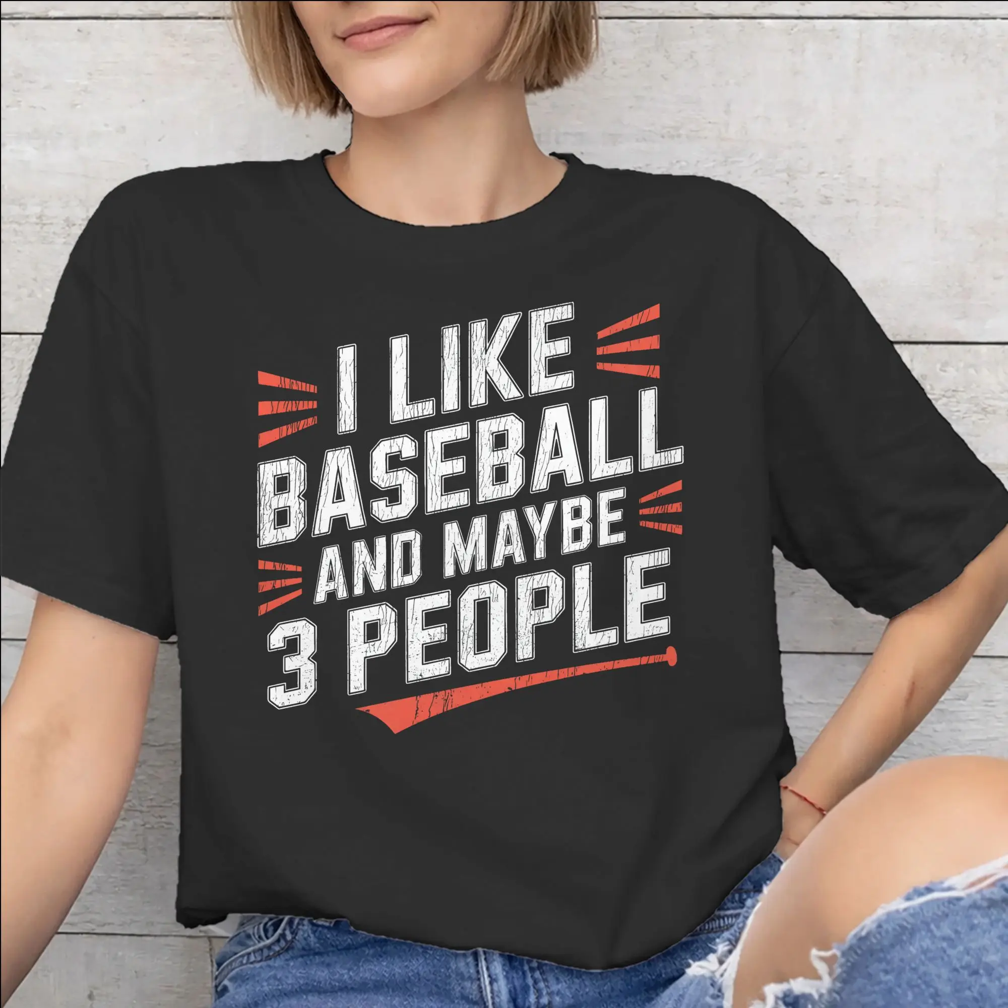 I Like Baseball And Maybe 3 People   Outfit Men Women T Shirts Cotton Tee Print  T-shirt Clothing