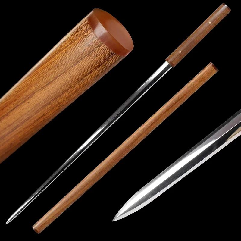 Shirasaya Chinese Sword,Rosewood Sheath With Ox Horn,S7 High Light Mirror 8 sided Swords,Collecting Home Decor Gifts,Non Sharp