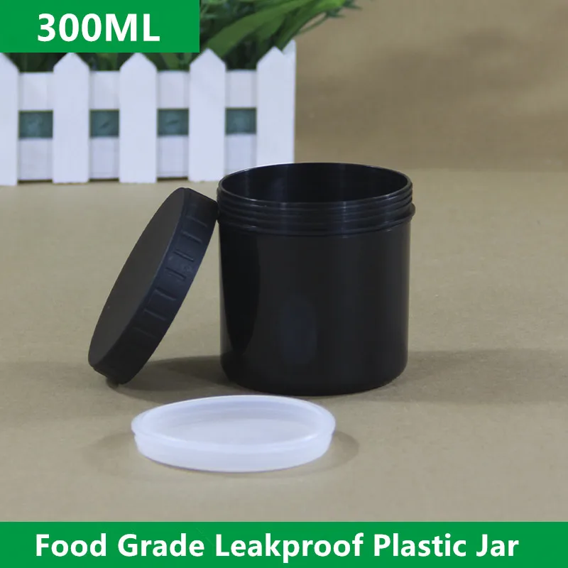 Leere 300ML kunststoff glas mit innen Deckel Lebensmittel Grade Breiten Mund lagerung container Dicht HDPE flasche 10PCS