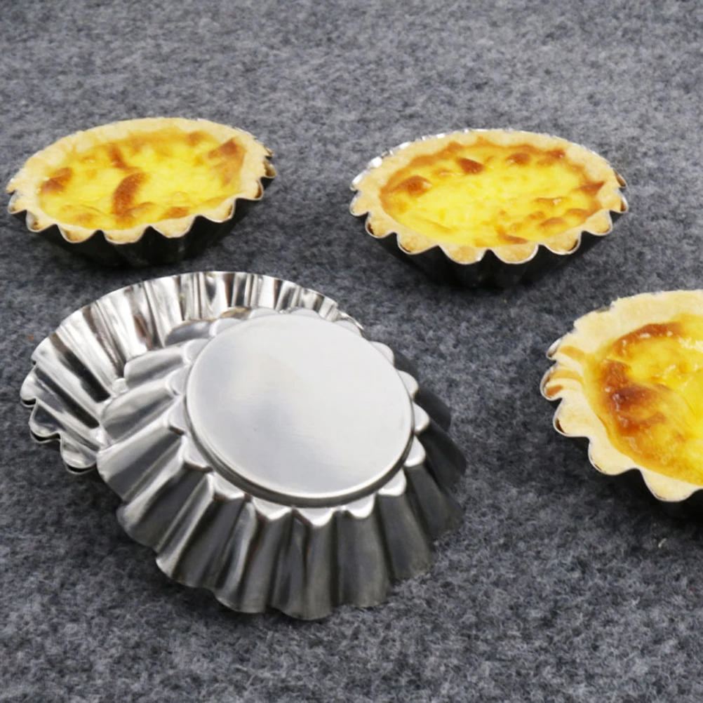 

10 Pcs Egg Tart Mold Tarts Tartlets Pans Muffin Baking Cup Mould Metal Cups Flat