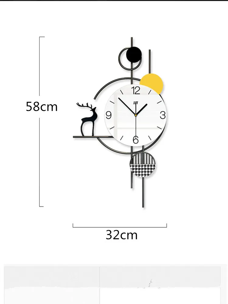 Imagem -03 - Grande Relógio de Parede 3d Veados Sala de Estar Relógio de Casa Relógios Morden Design Arte Silenciosa Decoração Nórdica