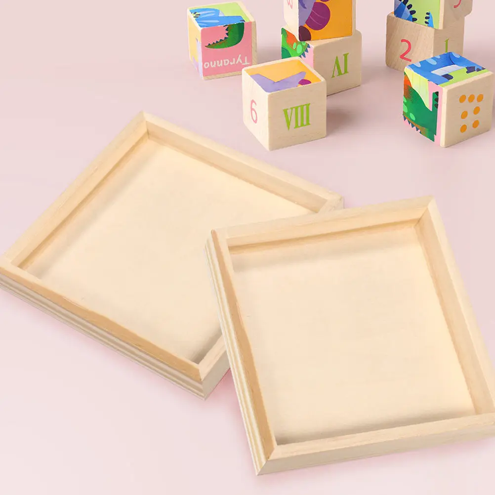 

Набор из 4 экологичных деревянных лотков-пазлов: высококачественный необработанный органайзер из массива дерева для 3D-хранения