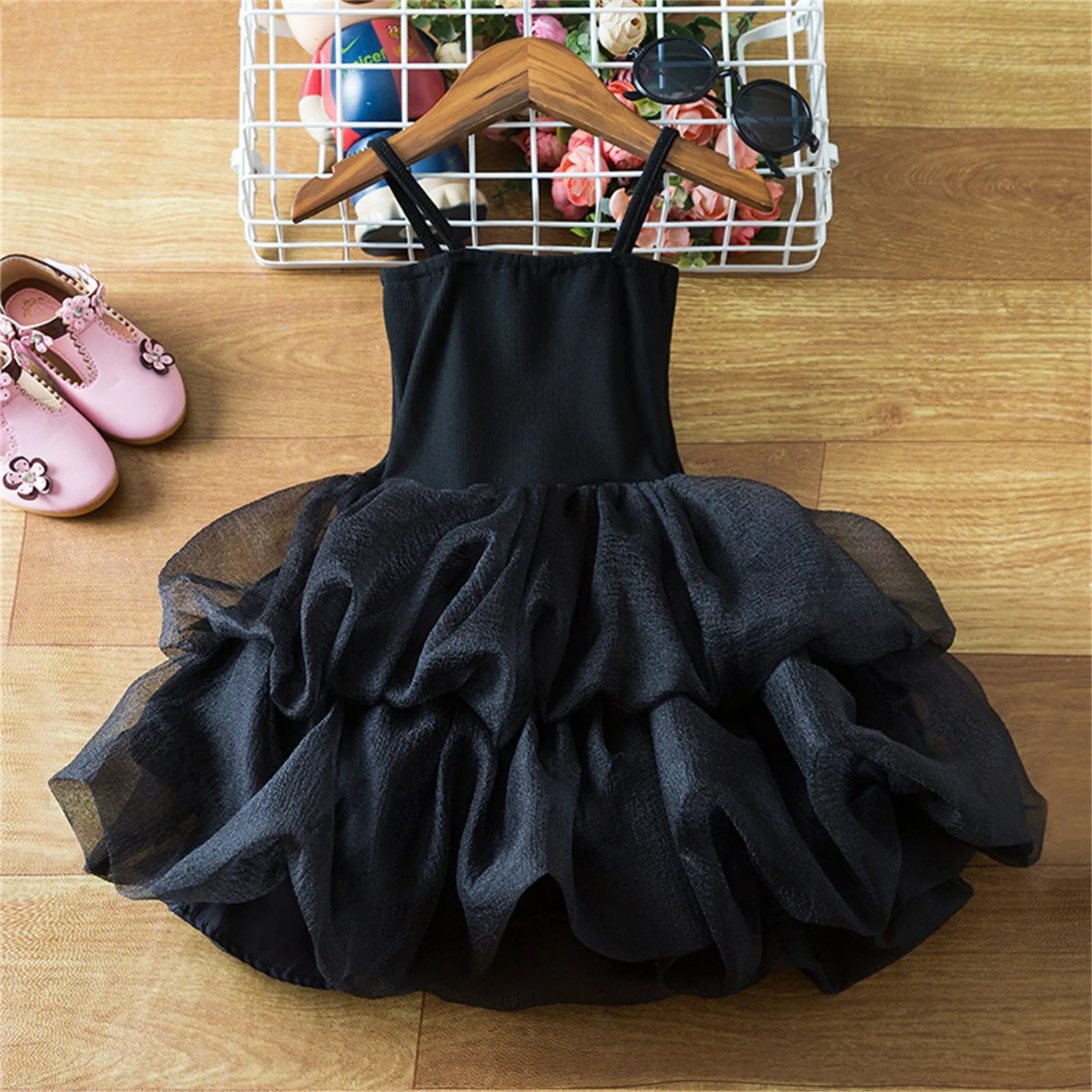 Summer Layers Cake Dress For Girls Ruffy Sleeveless Tulle Tutu Dress 2-8T Kids Girl Ceremory Birthday Party Dress Ball Gowns