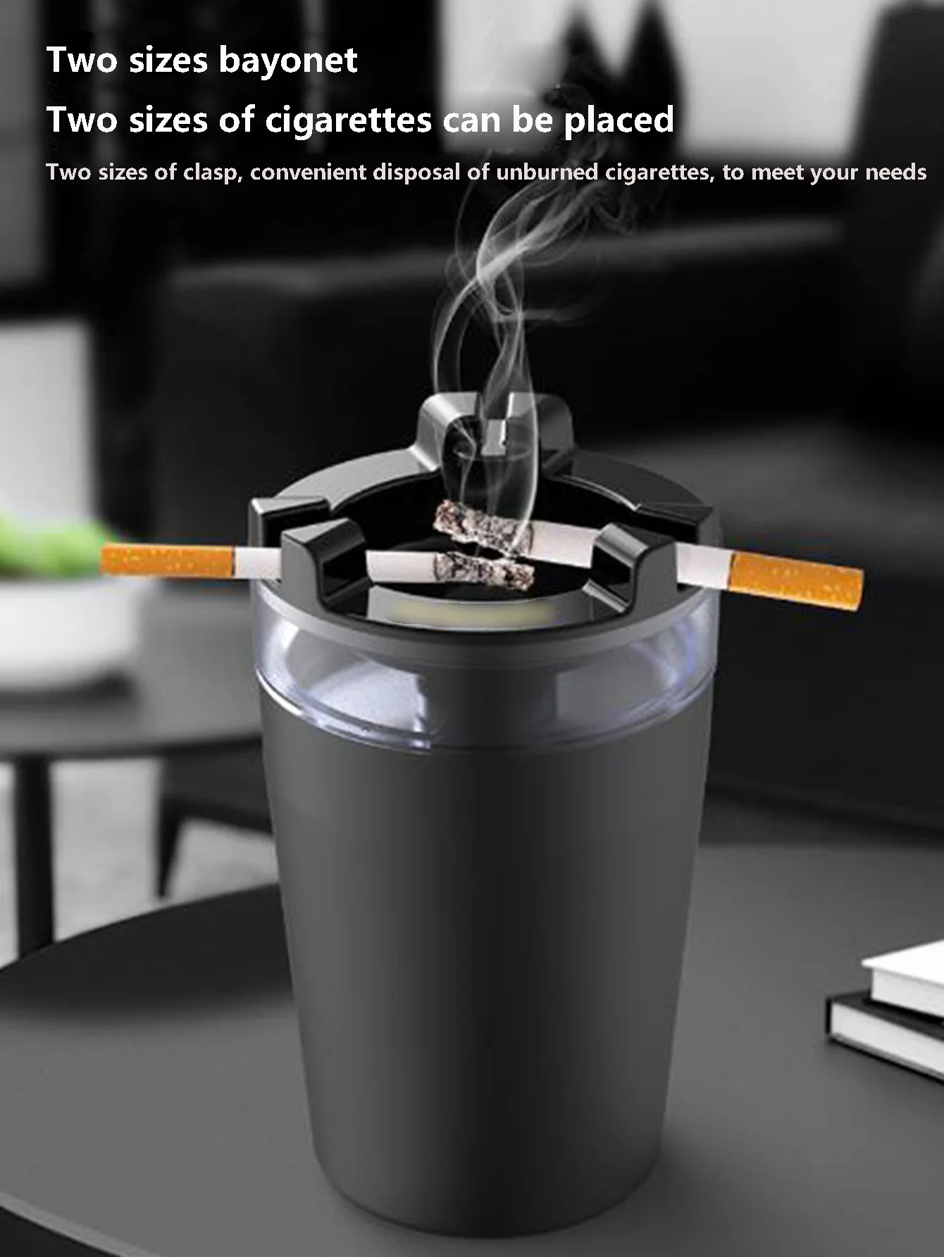 

1pc with water tank ashtray, anti-fly ash anti-smoke creative home car funnel with cover personality stainless steel ashtray