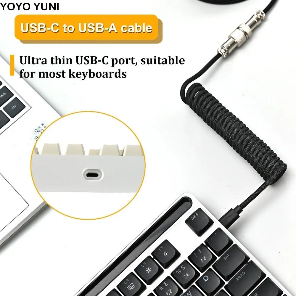 

USB-порт, механическая клавиатура, спиральный кабель USB a to Type C, спиральный дизайн, механическая клавиатура, USB-кабель типа C