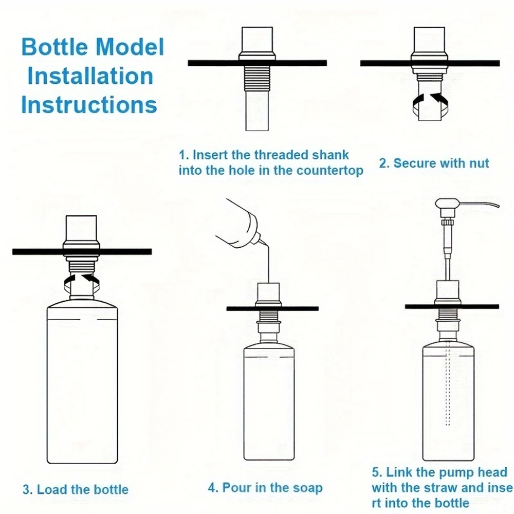 Botella dispensadora de jabón líquido para el hogar, bomba de acero inoxidable duradera, útil, para fregadero de cocina, presión manual, 500ml / 350ml