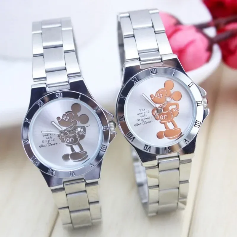 Disney Mickey Mouse Women Quartz Watch Fashion Mickey Watch Men Stainless Steel Watch for Girl Boy Cartoon Watches