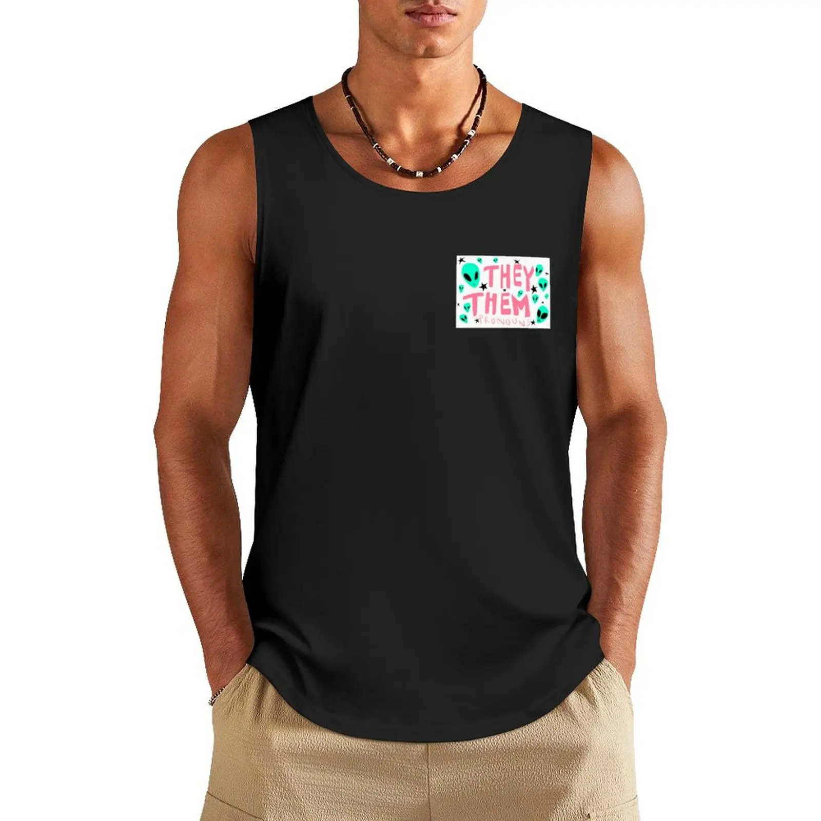 

THEY THEM PRONOUNS Tank Top sleeveless vests gym clothes man men clothes Men's sleeveless