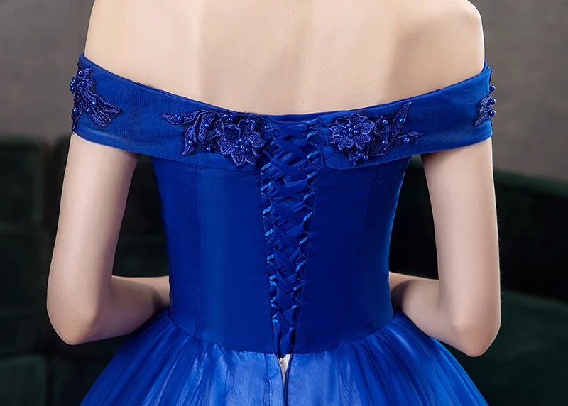 Vestido azul real para quinceañera, traje elegante con cuello Barco, bordado De encaje De lujo, para fiesta De 15 años, graduación, novedad De 2024