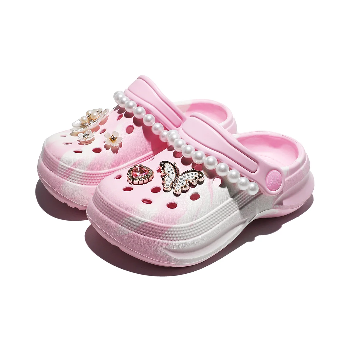 Kids Slip-On Clogs and Mules - Breathable, Waterproof, EVA Garden Shoes with Decorative Chain for Beach and Everyday Wear 168