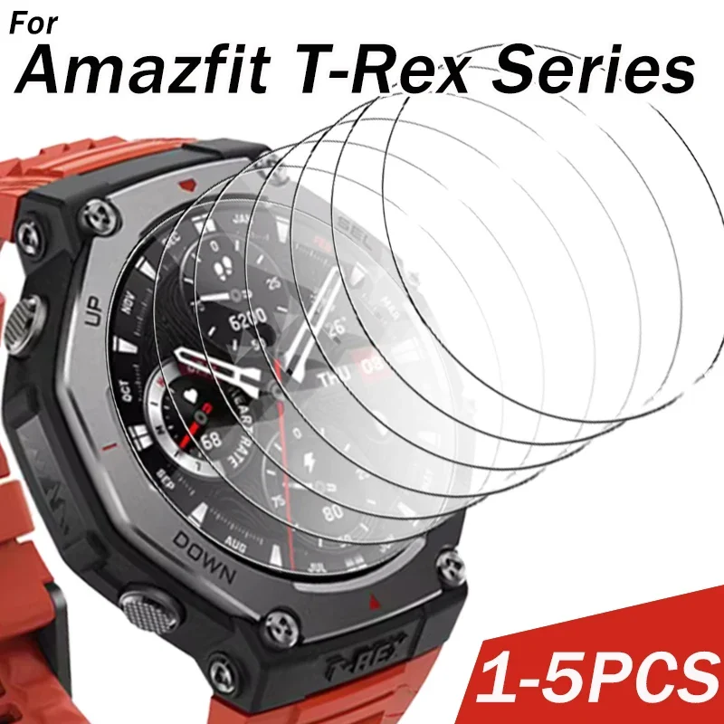 1-5PCS Tempered Glass Film For Amazfit T-rex 3 2 Screen Protector Glass Anti-scratch Film For Amazfit T-Rex3 T-Rex Pro T-Rex2