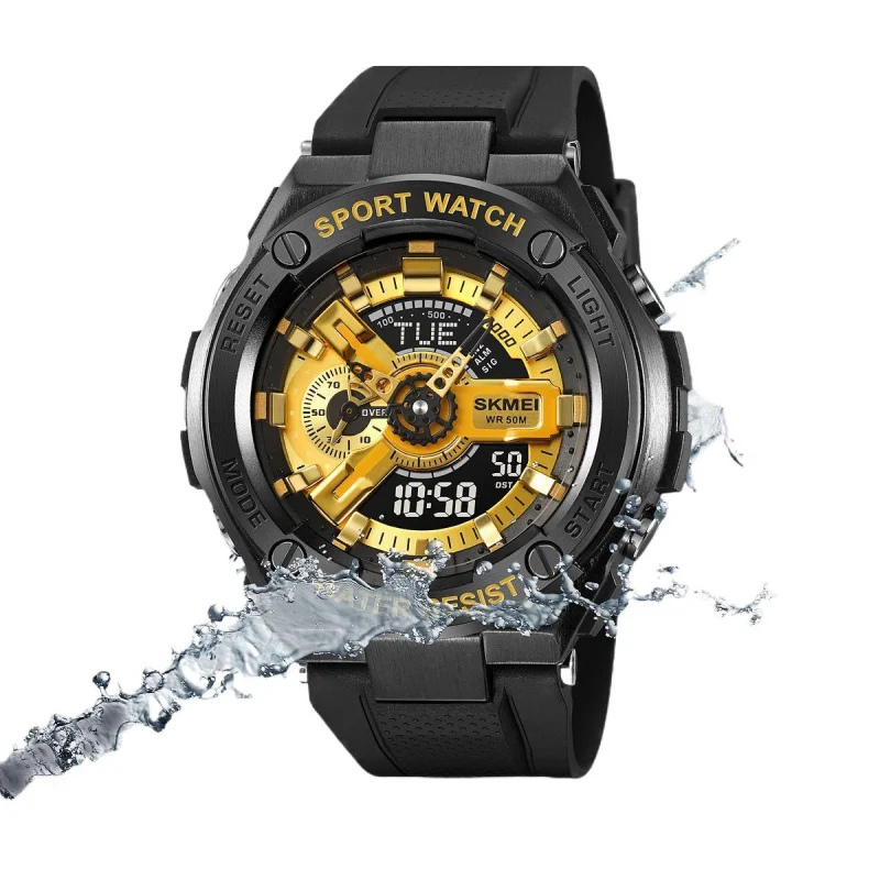 SkmeiMen's นาฬิกาสปอร์ตส่องสว่างนาฬิกาอิเล็กทรอนิกส์กันน้ํานาฬิกาปลุกนาฬิกาอิเล็กทรอนิกส์มัลติฟังก์ชั่นนาฬิกานักเรียน