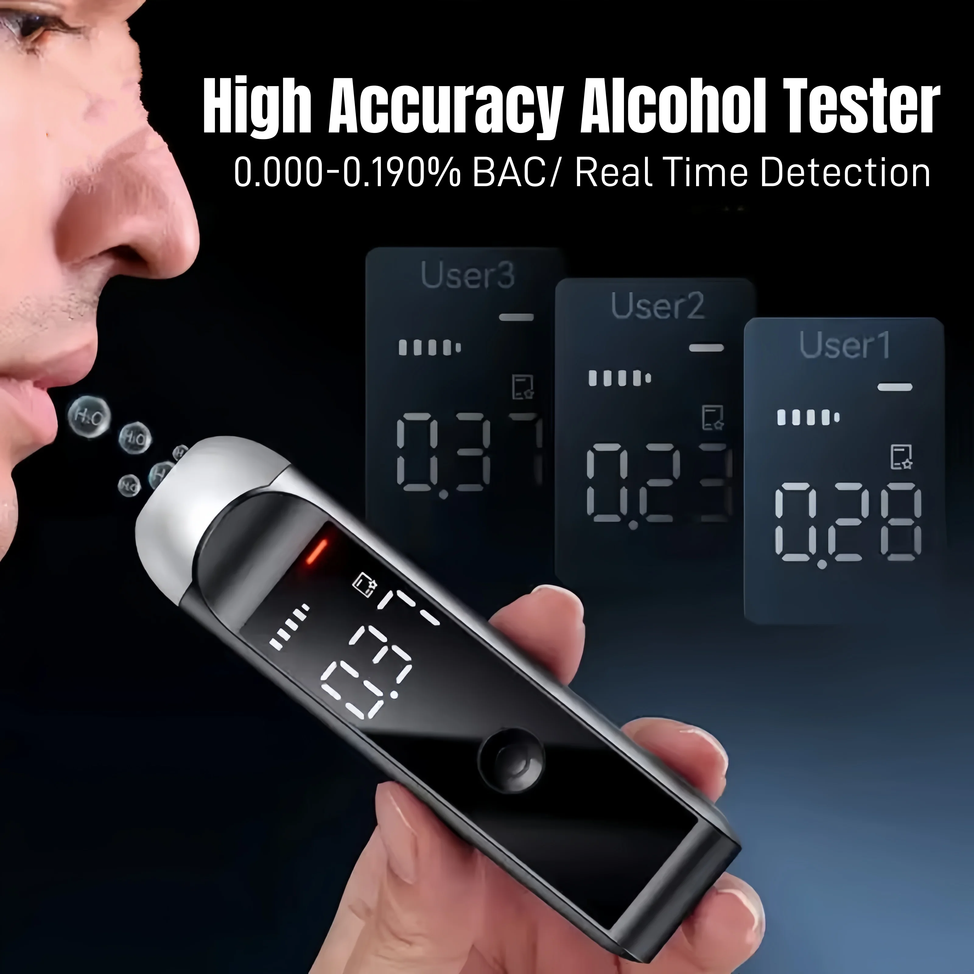 Etilometro Professionale ad Alta Precisione, Tester Portatile con Display Digitale, Risposta Rapida in Tempo Reale per la Sicurezza dei Conducenti