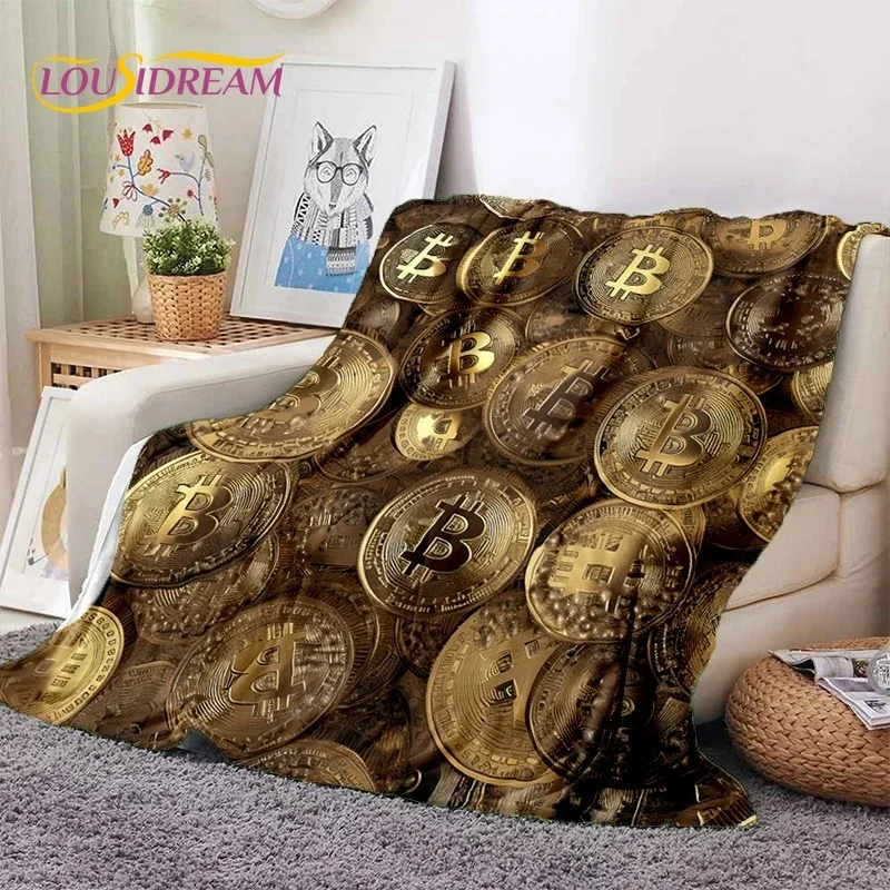 Bitcoin 3D Virtual Currency NFT Blanket,Soft Throw Blanket for Home Bedroom Bed Sofa Picnic Travel Office Cover Blanket Kid gift