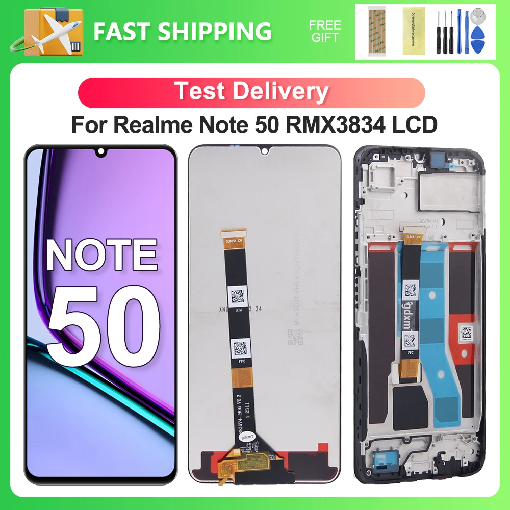 For OPPO Realme Note 50 6.74\'\'For Realme Note50 RMX3834 LCD Display Touch Screen Digitizer Assembly Replacement