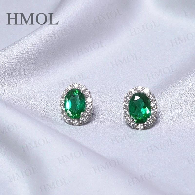 

1.7-2CT Lab Grown Gemstone Earring Oval Ruby/Sapphire/Colombia With Moissanite S925 Hypoallergenic Earring for Women Girls Gift