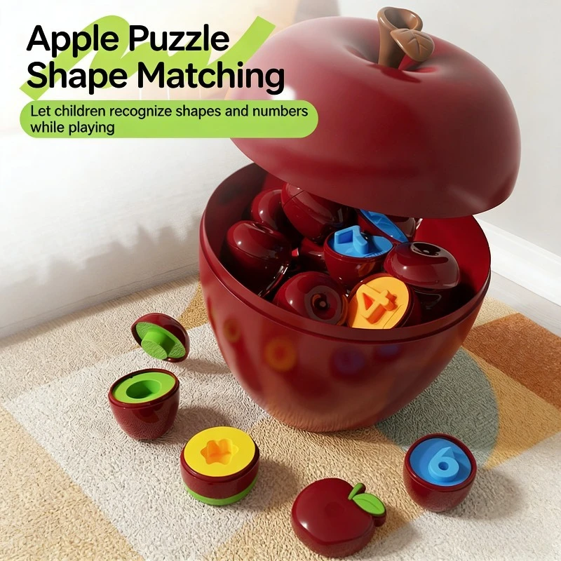 Fun Apple Shaped Baby Match Toy Early Childhood Education Graphic Cognition Color Enlightenment Early Childhood Education Puzzle