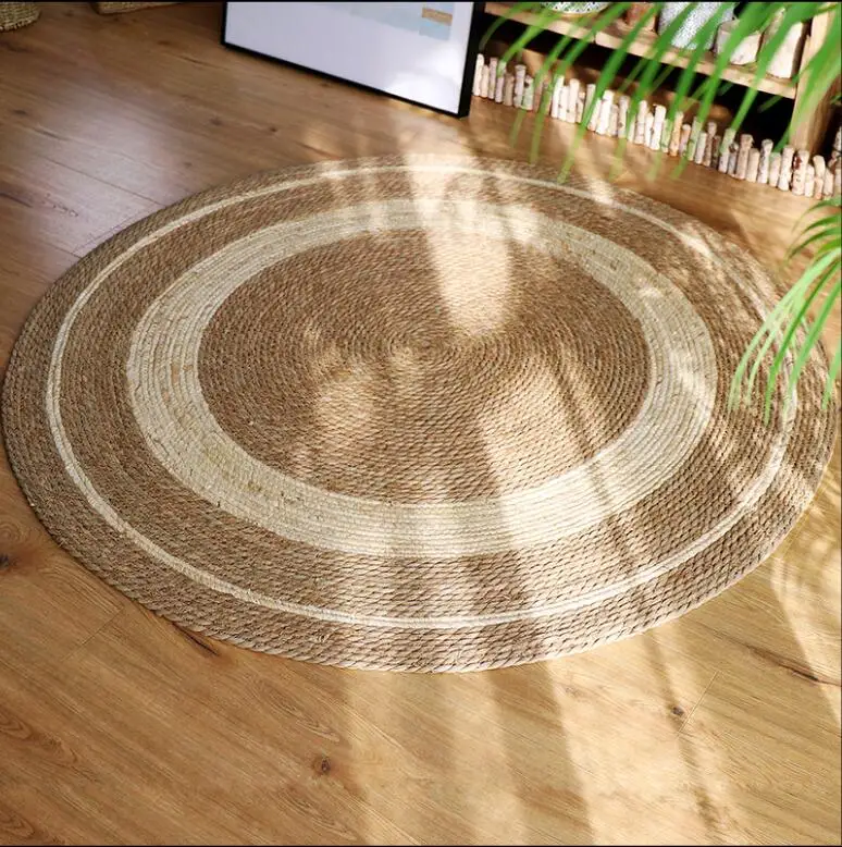 Water Grass Hand-Woven Carpet Straw Jute Carpet Hotel Garden Style For Living Room Coffee Table Bedside Floor Mat Round Rug