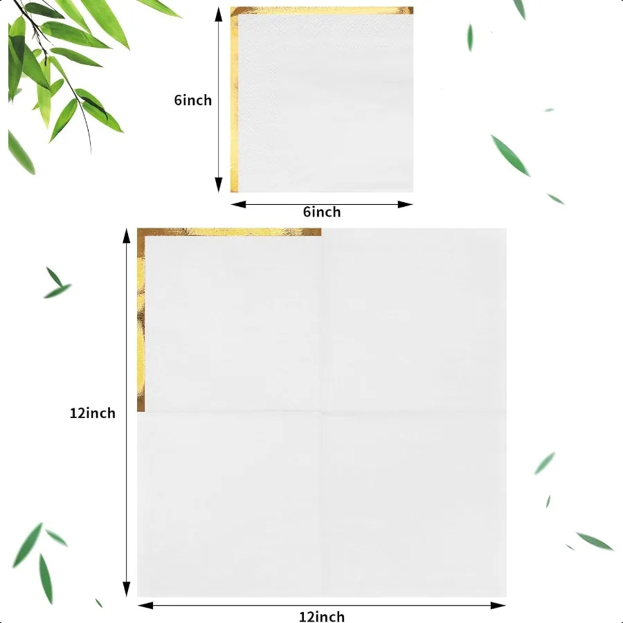 Tovaglioli di carta da 200 pezzi con bordo in lamina d'oro Tovaglioli da cocktail a 2 strati Tovaglioli da cocktail foderati con finiture dorate morbide Tovaglioli da cocktail decorativi