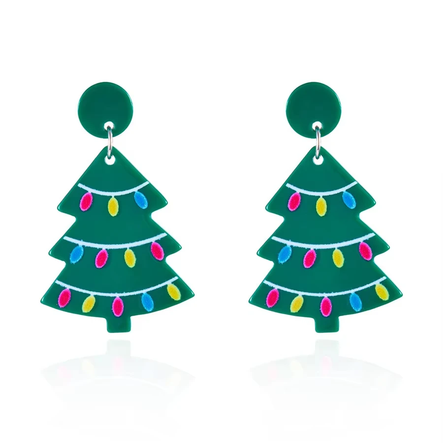 Christmas Acrylic Pink Santa Claus Snowman Star Xmas Tree Drop Earrings Cute Festival Holiday Dangle Jewelry For Women Men Gift