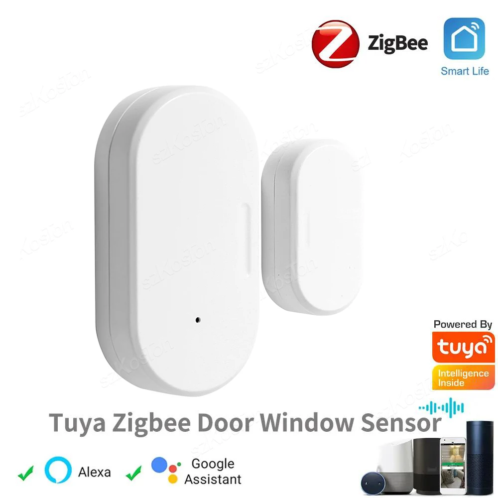 Sensor de porta e janela Tuya-Zigbee, casa inteligente, alarme anti-roubo, controle remoto de automação, funciona com Alexa, Google Home, Smart Life