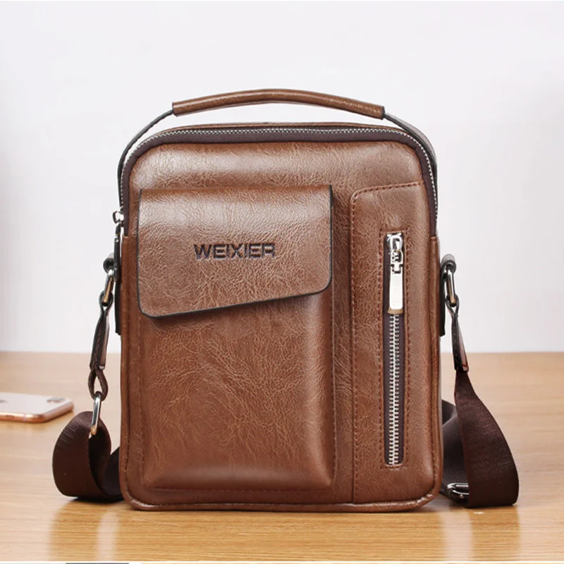 

New Vintage Men's Leather Shoulder Bag Multi-function Crossbody Bag Male Hand Tote bags Large Capacity Messenger Bag For Man