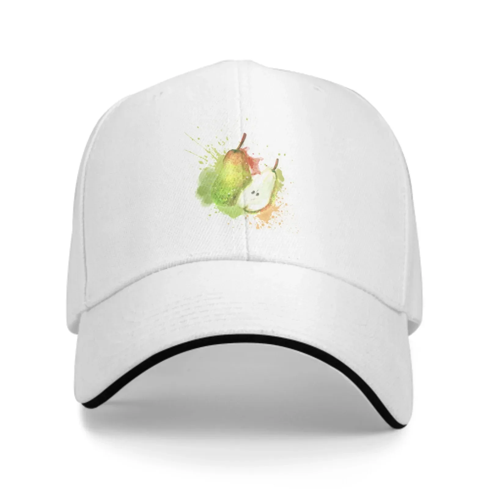 Watercolor Pear Baseball Cap Stamping Printing Sandwich Duck Tongue Hat Spring Summer Fashion Washed Sports Outdoor Travel