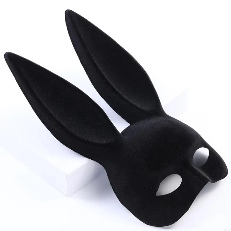 Black Rabbit for Head Pet for Play Half Face Mask Halloween Mostume Party Party Masks สำหรับเกมเครื่องแต่งกาย Cosplays และ Y166