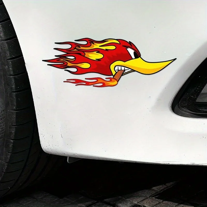 1PC Flame Duck Car Sticker Set for Auto, Laptop, Water Bottle - Edgy Decor for Car Enthusiasts