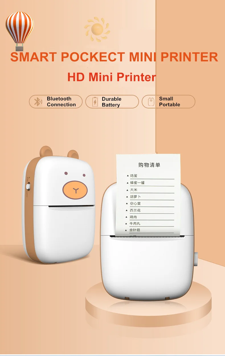 New Portable Mini Wireless Thermal Pocket Printer Self-adhesive Stickers DIY iPhone Android Journal Sticker impresora portátil