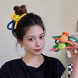 Korean Fashion Smiley Design Hair Claws Women Cute Bow Hairpins Ladies Hairgrip Summer Girls Ponytail Clips Headwear 2023