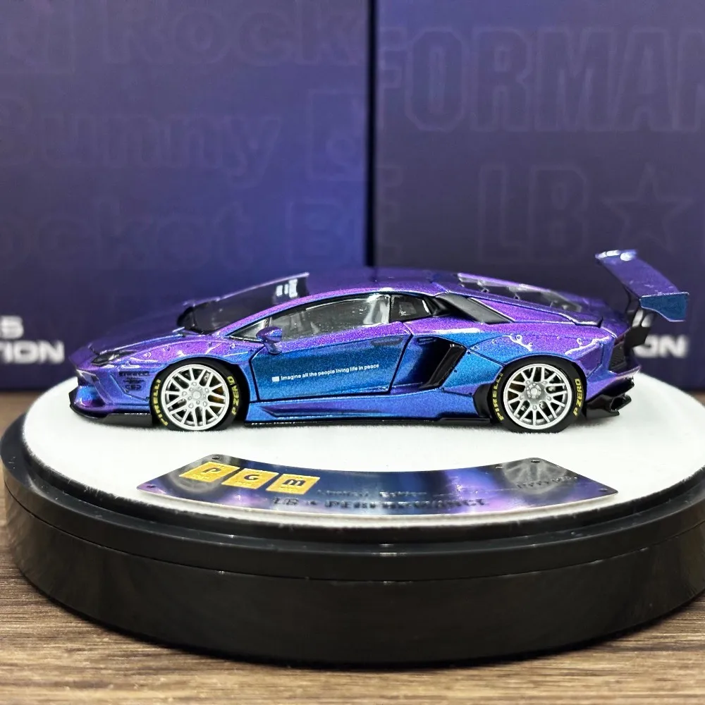 รถโมเดลโลหะผสม PGM 1/64 Aventador LBWK APAxpo ของเล่นสะสม ของขวัญคริสต์มาสสำหรับเด็กผู้ชาย