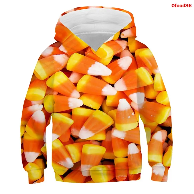 3D Graphic Hoodies Funny Food Tops Candy Girls Boys Pullover  Hoodies Kids Hooded Designer Clothes Men High Quality Sweatshirt