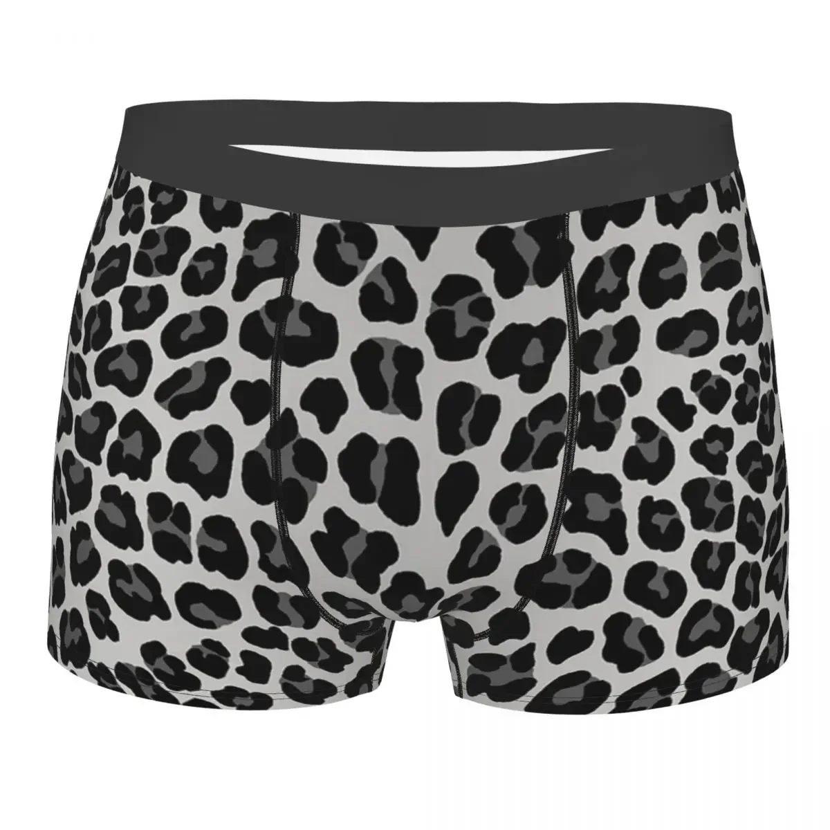 Novelty Boxer Snow Leopard Shorts Panties Men Underwear Cheetah Animal Mid Waist Underpants for Male