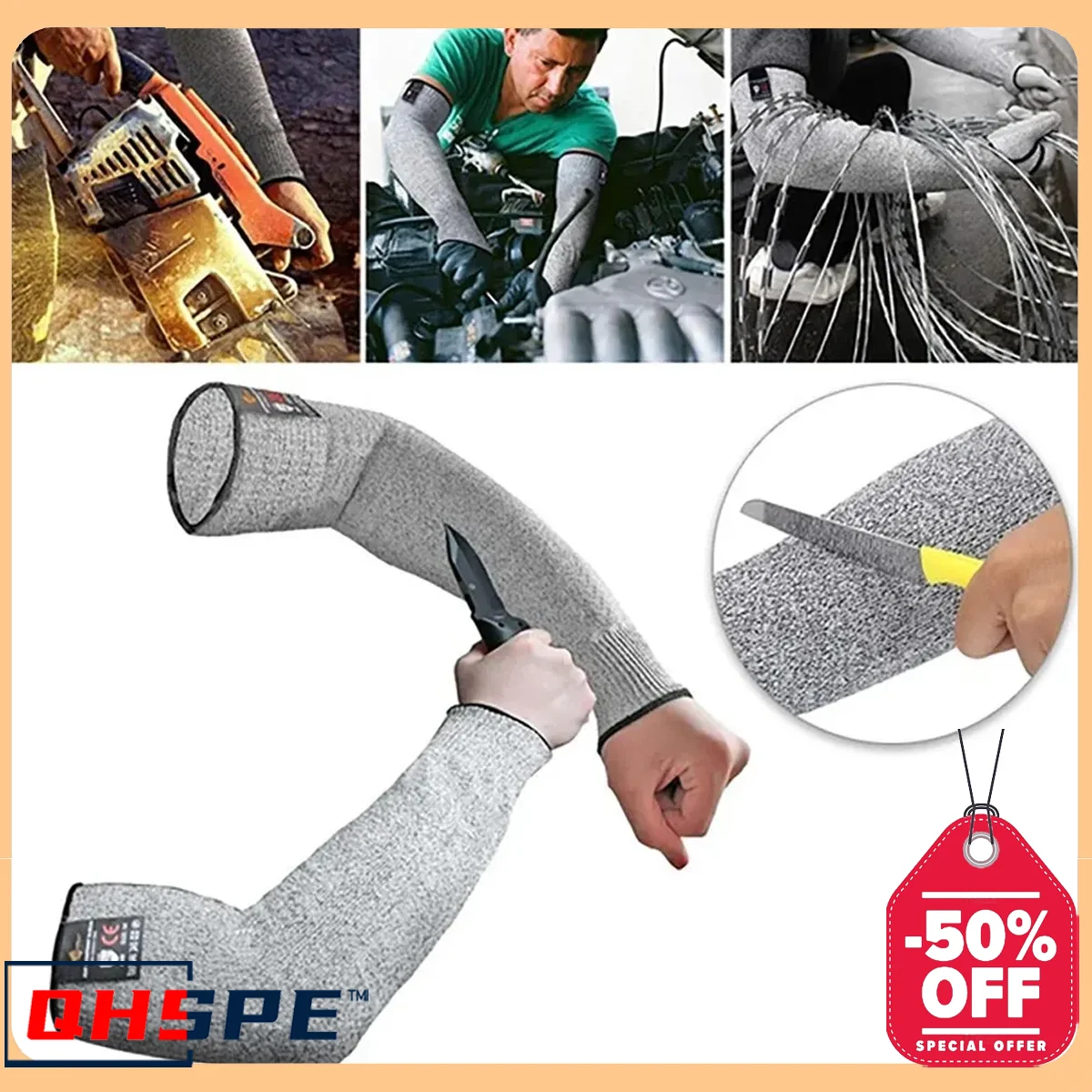 

1Pc Level 5 HPPE Safety Working Arm Wrist Cover Outdoor Anti-cutting and Anti-piercing Wrist Cover Woodworking Arm Cover