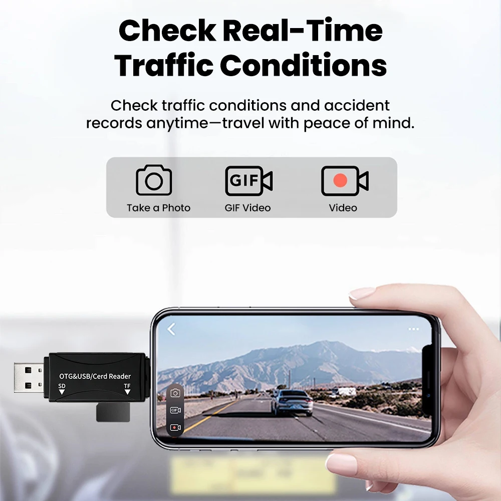 2-in-1 Type C Dual-Head Card Reader USB 2.0 Camera SD/TF Card Storage Card High-Speed Mobile Phone Computer Card Reader