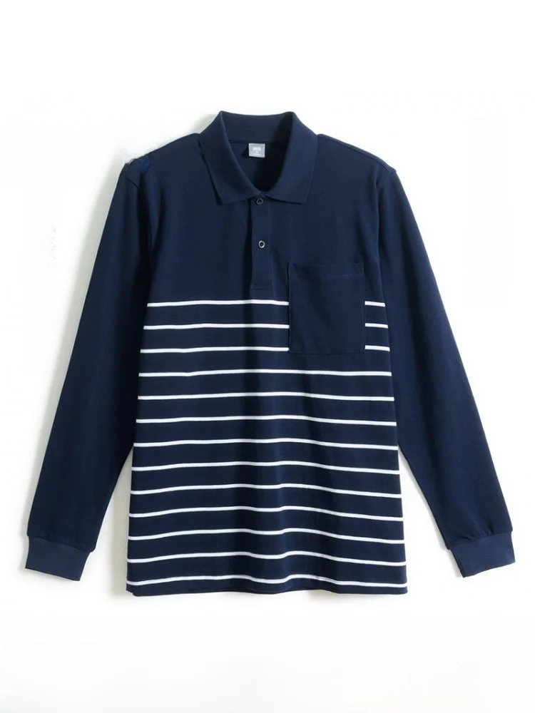 

Осенняя модная мужская футболка из чистого хлопка свободного кроя с длинным рукавом, дышащая, легкая, для мужчин среднего и старшего возраста