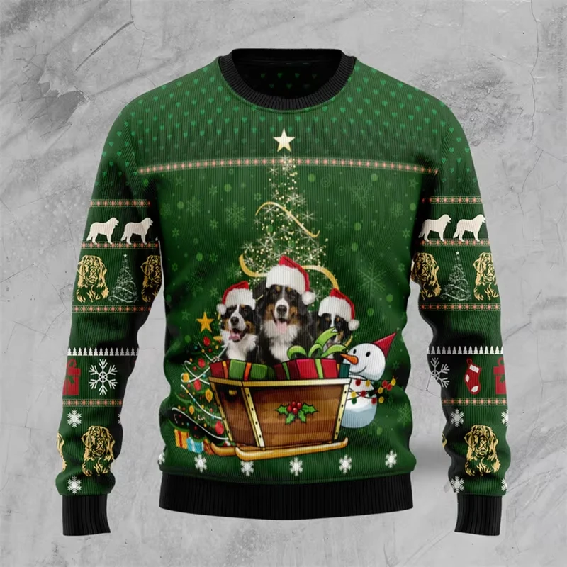 New Year's Hot Selling Fun Cartoon Dog Christmas Men's and Women's Sportswear Autumn/Winter Christmas Home Carnival Ugly Hoodie