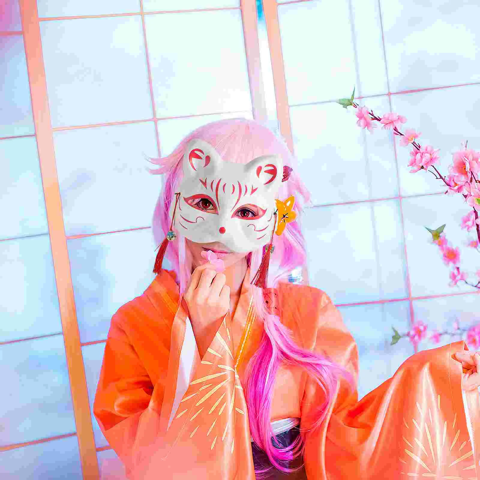 Janpanese Style Cat Mask Animation Demon Colorful Cosplay Party Performance