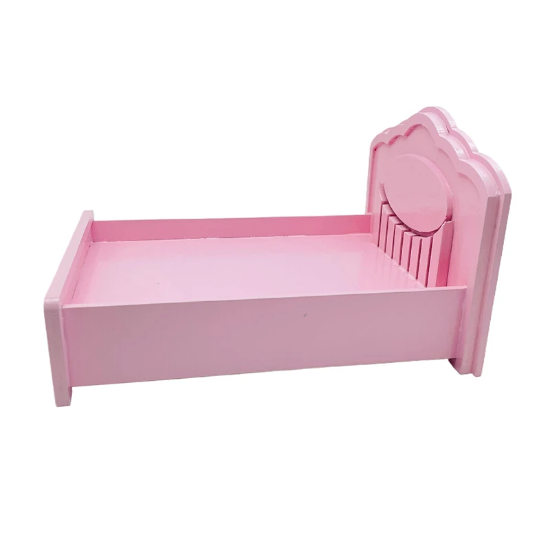 

Dollhouse Wood Simulated Princess Bed Model Dollhouse Mini European Style Toy Bed Cabinet Furniture Decor Scene Accessories Toy